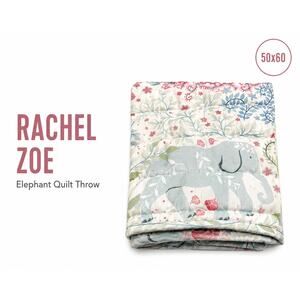 Rachel Zoe Elephant Floral Throw Blanket Cottagecore Quilt 50x60